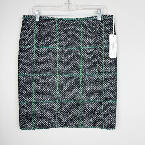 AKRIS PUNTO | NEW Windowpane Check Herringbone Pencil Skirt Women’s Size 10 - Picture 4 of 15